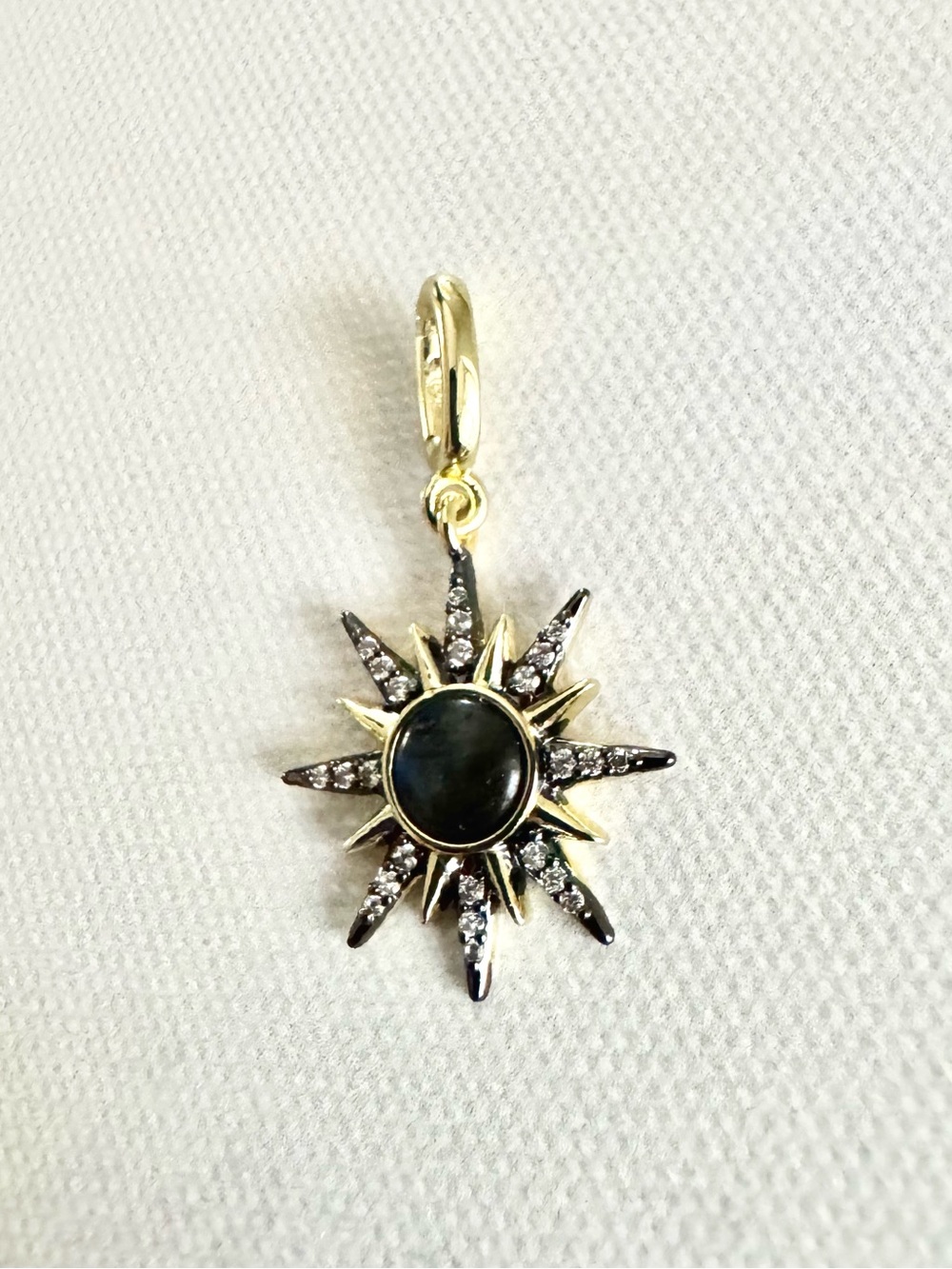 Gorjana Gold-Tone Black Stone, Gold & Dark with Crystal Spikes, Pendant Charm